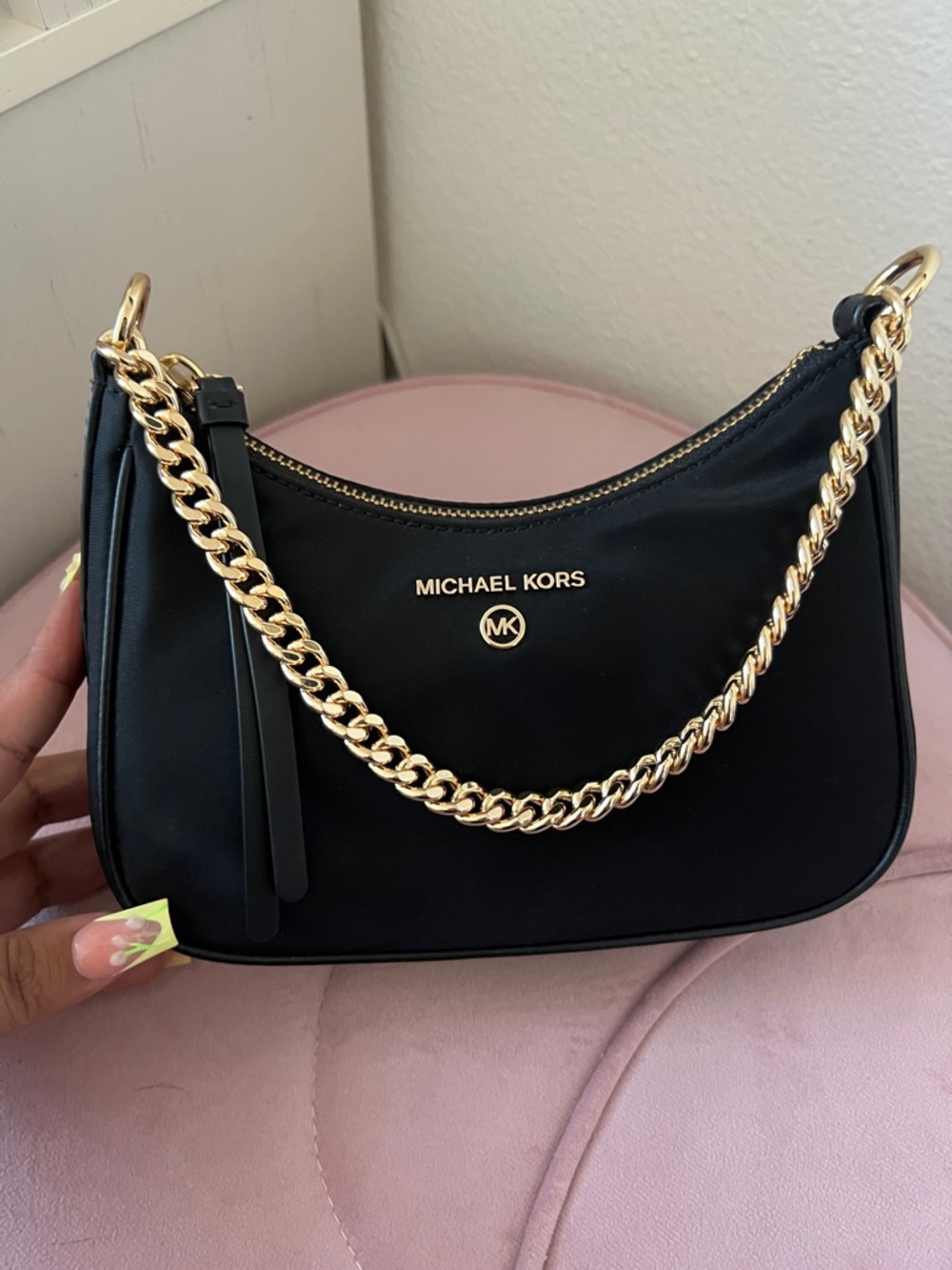 Michael Kors Black Mini Shoulder Bag with Gold Chain
